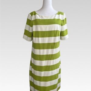 Jessica White and Green Dress with Red Trim